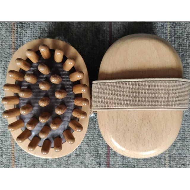 Elegant Elliptical Round Body Brush with Jujube Wood Handle - Versatile Bath & Massage Tool for All Ages, Comfort Grip, Easy to Clean, Durable & Bristles with Bullet Rivets, Ideal for Daily