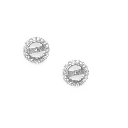 - Cubic Zirconia Post Stud Halo Earring Jacket Rhodium on Sterling Silver - Nontarnish