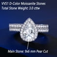 thumbnail image 4 of Wuziwen 3 Carat Moissanite Wedding Rings for Women Halo Pear Cut Bridal Sets 925 Sterling Silver Size 6, 4 of 10