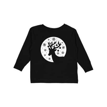 

Inktastic Snowflake Reindeer Boys or Girls Long Sleeve Toddler T-Shirt