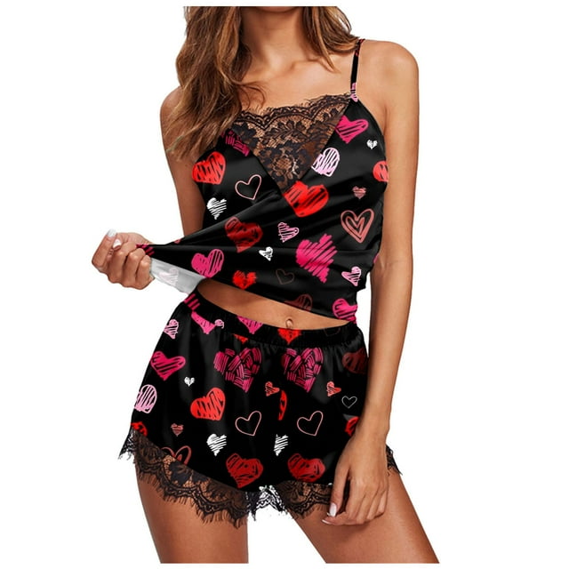 iOPQO pajamas for women Summer Women’s New Valentine’s Day Printing …