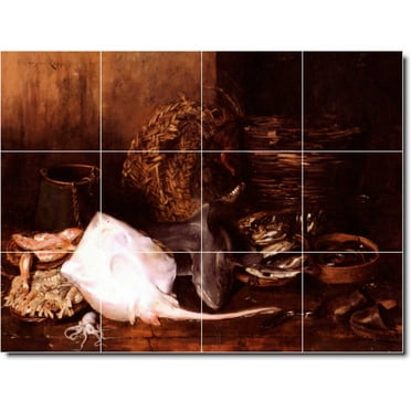 Ceramic Tile Mural-William Chase Still Life Custom Tile Mural 25. 17" w x 12.75" h using (12) 4.25 x 4.25 ceramic tiles