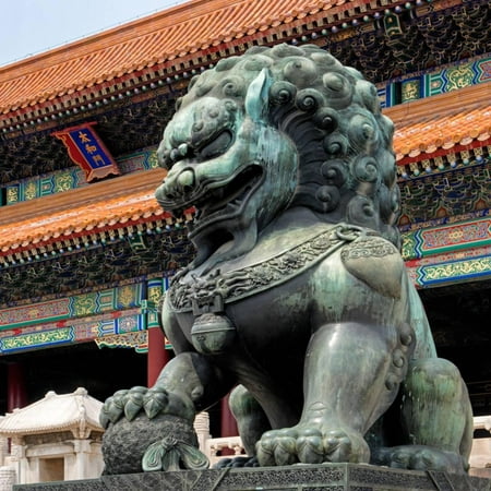 China 10MKm2 Collection - Bronze Chinese Lion in Forbidden City Print Wall Art By Philippe