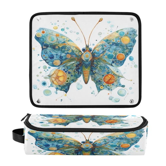 Hair Tools Travel Bag Heat-Resistant Curling Iron Organizer Bag with Detachable Heatproof Mat Travel Storage Case Intricately Butterfly