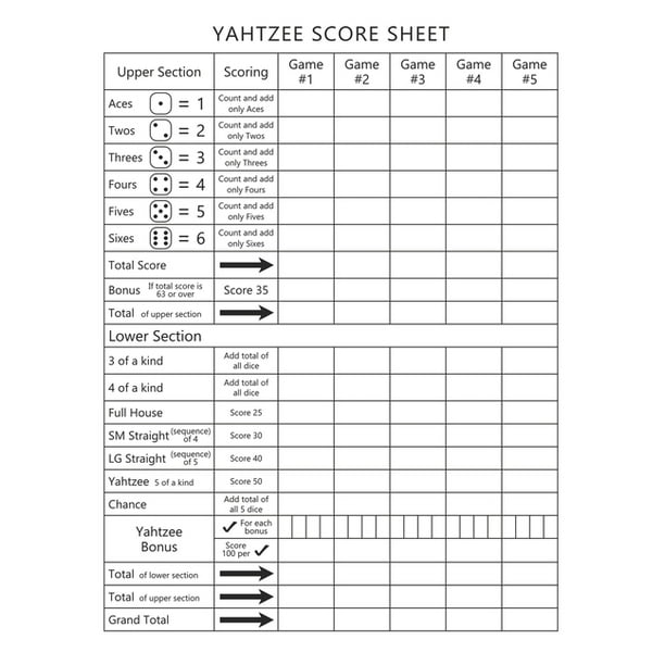 yahtzee score sheet yahtzee score record get organized your scores