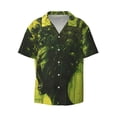 thumbnail image 2 of Lsque Screaming Horror Art print Men's Cuban Collar Short Sleeve Shirt Summer Beachwear Casual Button Down Fashionable Vacation Leisure Shirt-4X-Large, 2 of 7