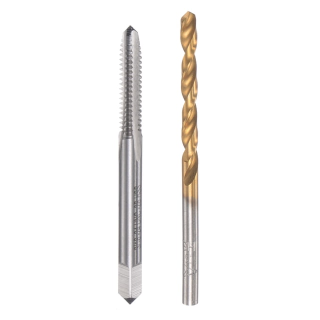 Unique Bargains 3/16-24 UNC Straight Flute Thread Tap and 3.7mm Twist Drill Bit Set, Titanium Plated 6542 High Speed Steel Drilling Bit Machine Threading Tap