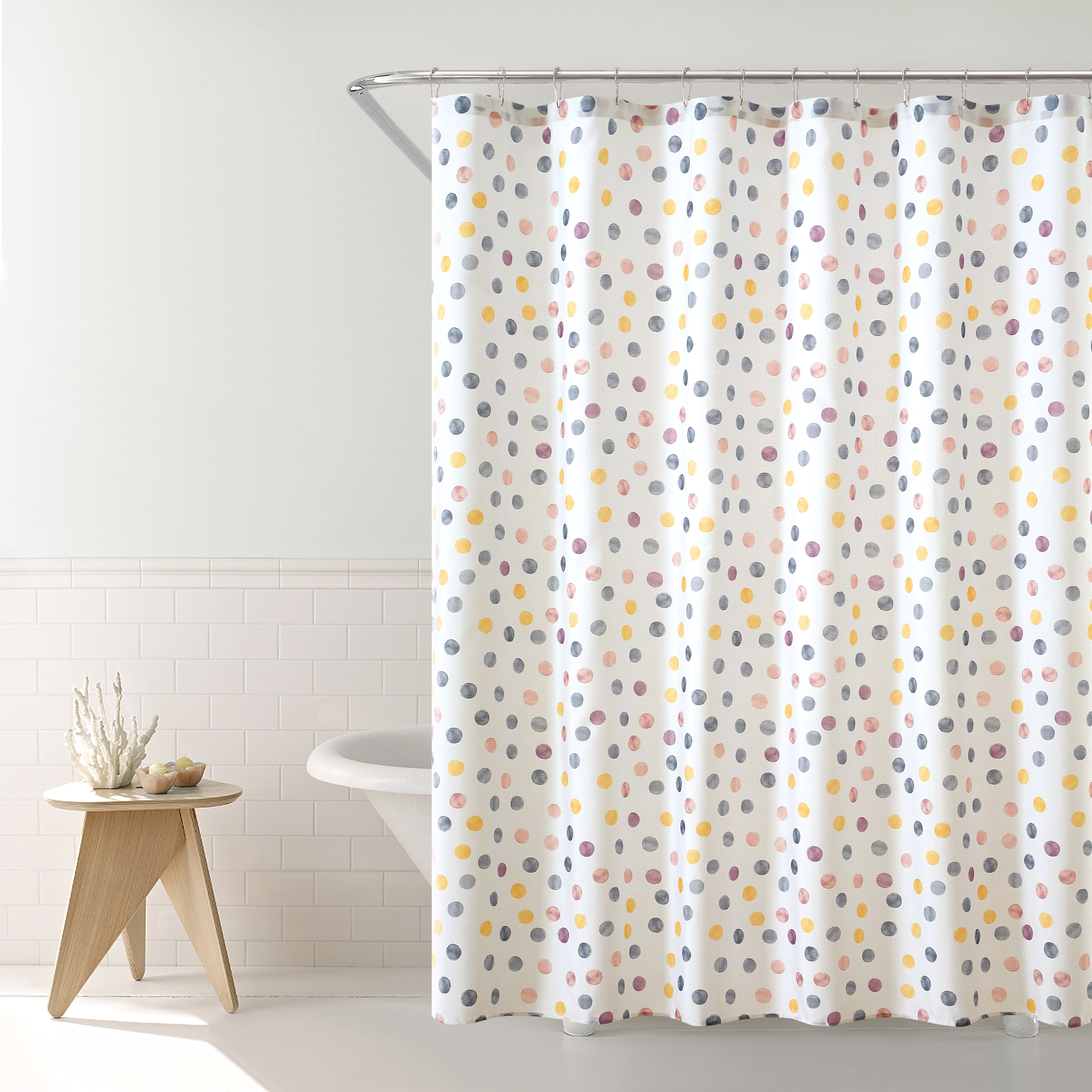 (3 pack) Mainstays Watercolor Dots Shower Curtain, 72" X 72", Polyester