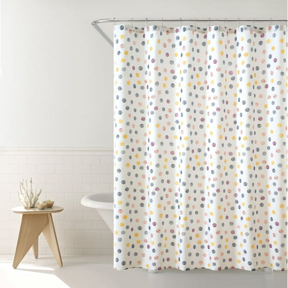 Mainstays Watercolor Dots Shower Curtain, 72" X 72", Polyester