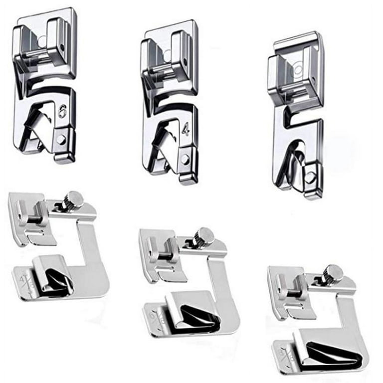 6 Pieces Sewing Machine Presser Foot Sewing Hem Foot 4/8 6/8 8/8in Rolled  Hem Presser Foot 3/4/6mm Hemming Presser Foot For Brother Singer Janome  Toyo