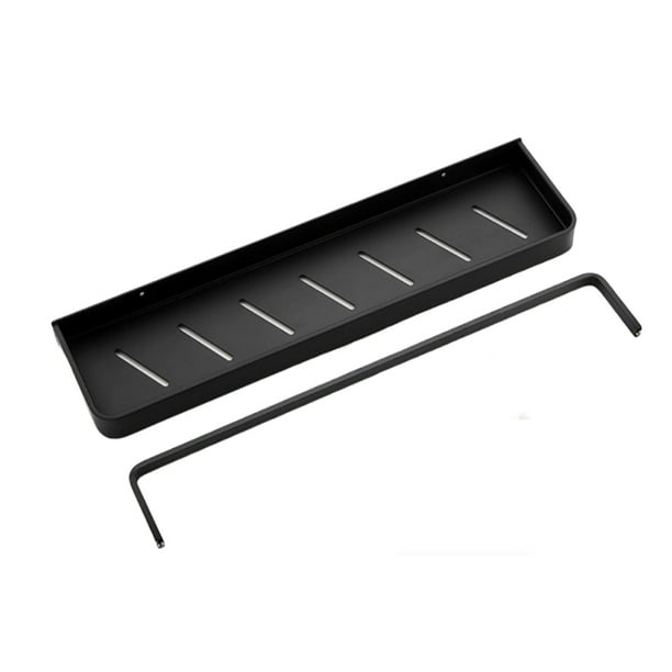 Inteprter Estante a prueba de herrumbre de una sola capa estante de almacenamiento de doble propósito negro autoadhesivo de aluminio organizador de baño Juegos de accesorios de baño Inteprter HA066242-00