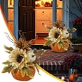 thumbnail image 2 of CoreLiving Artificial Pumpkins Large 9.8 Inch Fake Pumpkin Decor, Fall Harvest Thanksgiving Tables Centerpieces with Sunflower Maple Leaf Berries Decorations, 2 of 8