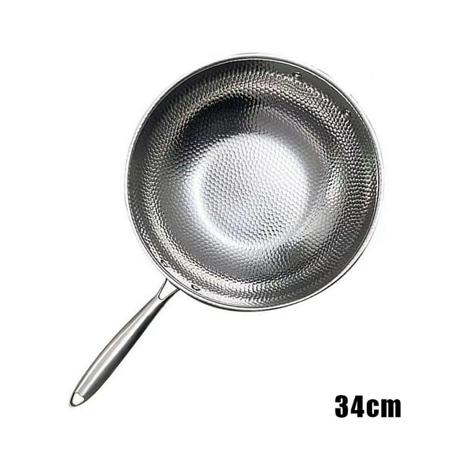 Hammered Stainless Steel Wok Scallion Patterned Fried Egg, Fried Steak Home)