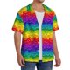 thumbnail image 2 of Balery Bright Rainbow Camisa Casual de Manga Corta con Botones para Hombre, Texturizada, Estilo Cubano, para Playa, Verano-X-Large, 2 of 5