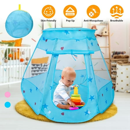 Moclever Kids Pop Up Game Tent Prince Princess Toddler Play Tent Indoor Outdoor Castle Game Play Tent Birthday Gift for Kids Blue