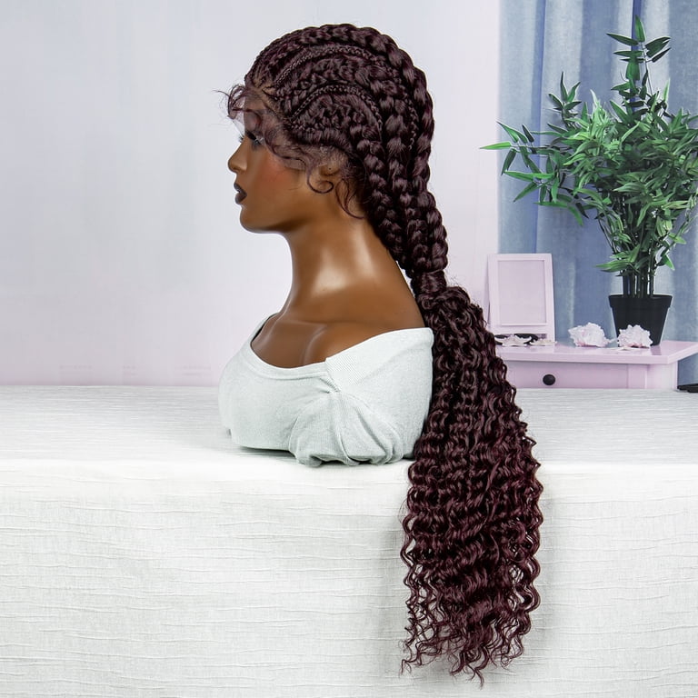 28 Inches Lace Frontal Synthetic Braided Wigs Lace Front  display picture 3