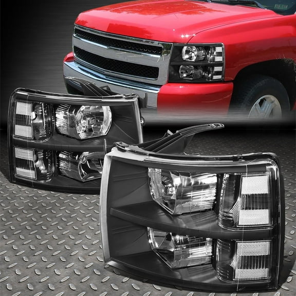 NUVISION for 07-14 Chevy Silverado 1500 2500HD 3500 Headlight Assembly Pair Black/Clear