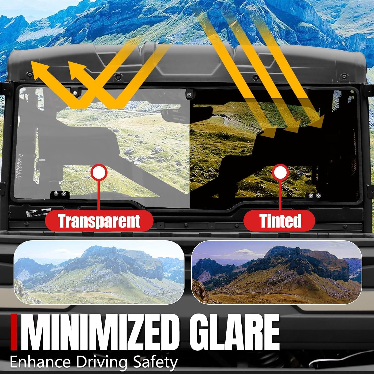 A & UTV PRO Rear Window Tinted for 2017-2025 Polaris Ranger XP 1000/Crew, 2020-2025 Ranger 1000/Crew, 2013-2019 Polaris Ranger XP 900/Crew, UTV Dark Back Windshield Accessories