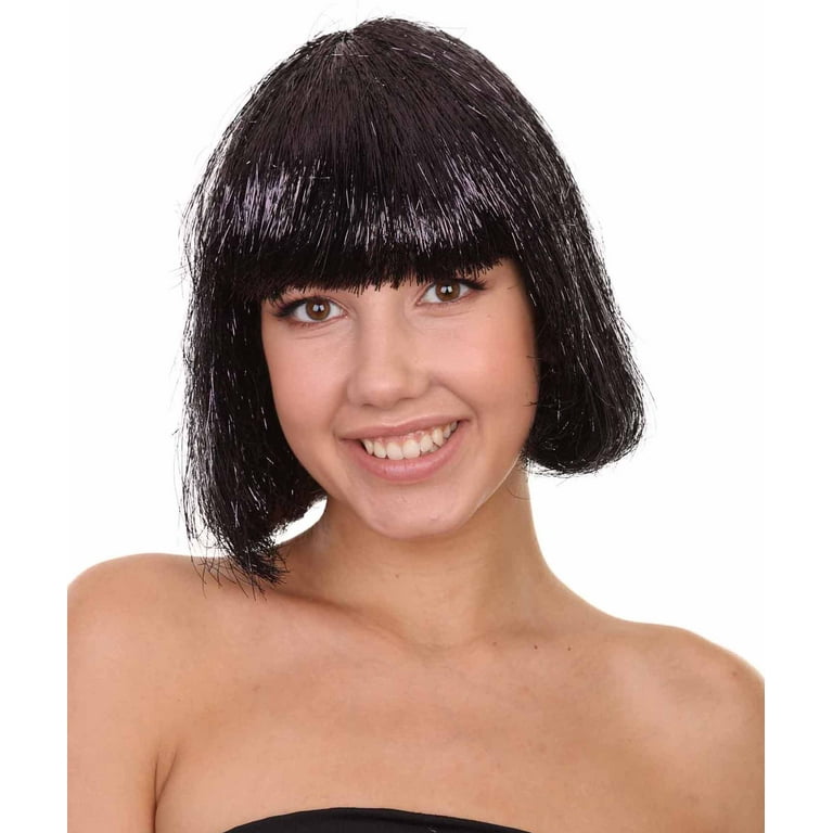 Black tinsel clearance wig