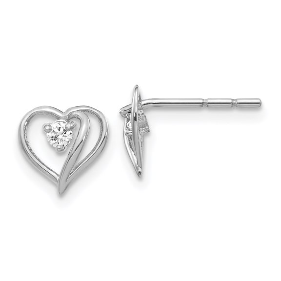 Primal Gold 14K White Gold AA Diamond Heart Earrings