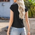 thumbnail image 4 of QASIEATN Women's Summer Solid Color Blouse Swing Collar Short Sleeve Casual Holiday Tops Fall Fashion Outfits for Women, 4 of 9