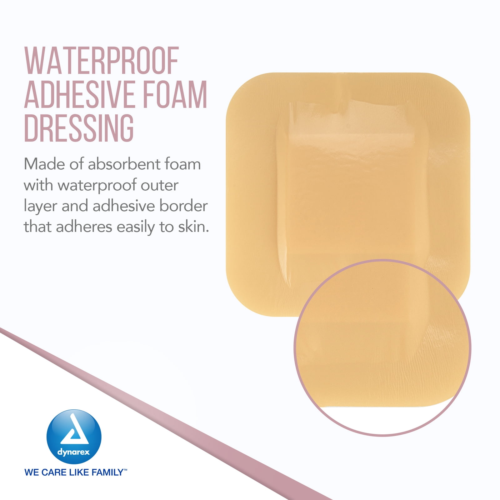 Dynarex DynaLevin Waterproof Adhesive Bordered Foam Dressings - Zero Latex, Sterile, Medium-Absorbency - 4 x 4", 10 Bandages per Box, 12 Boxes per Case