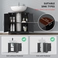 thumbnail image 3 of HOMCOM Farmhouse Pedestal Sink Storage Cabinet, Freestanding Bathroom Sink Cabinet with 2 Barn Doors and Adjustable Shelf, Distressed Black, 3 of 9