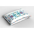 thumbnail image 2 of Ambesonne Traditional Pillow Sham 2 Pack, Ottoman Tulips, 36"x20", Blue Red, 2 of 3