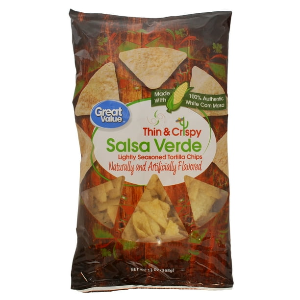 Great Value Thin & Crispy Salsa Verde Lightly Seasoned Tortilla Chips