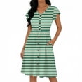 thumbnail image 2 of BUIGTTKLOP Dresses for Women 2026 Summer Casual Knee-Length Dress V-Neck Ruffle Sleeves Striped Front Button down Dresses with Pockets, 2 of 6