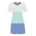 thumbnail image 3 of Ersazi Robe pour Femmes 2023 Mode pour Femmes Col Rond Chandail à Enfiler avec Manches Courtes Imprimées Décontractée Ample Longueur Genou en Liquidation Bleu G, 3 of 4