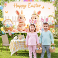 thumbnail image 6 of Cute Cartoon Happy Easter Banner Pastel Color Easter Backdrop Floral Decoration Easter Display for Easter Party Home Decoration Outdoor Celebration, 6 of 8