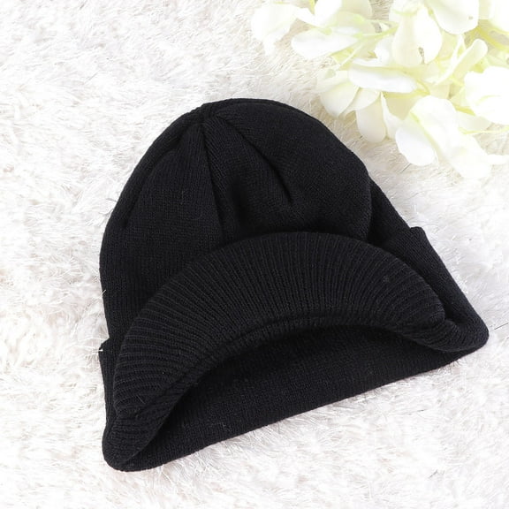 WHAMVOX 1Pcs Woolen Knitted Hat Curved Shield Visor Breathable For Women Tobogganing