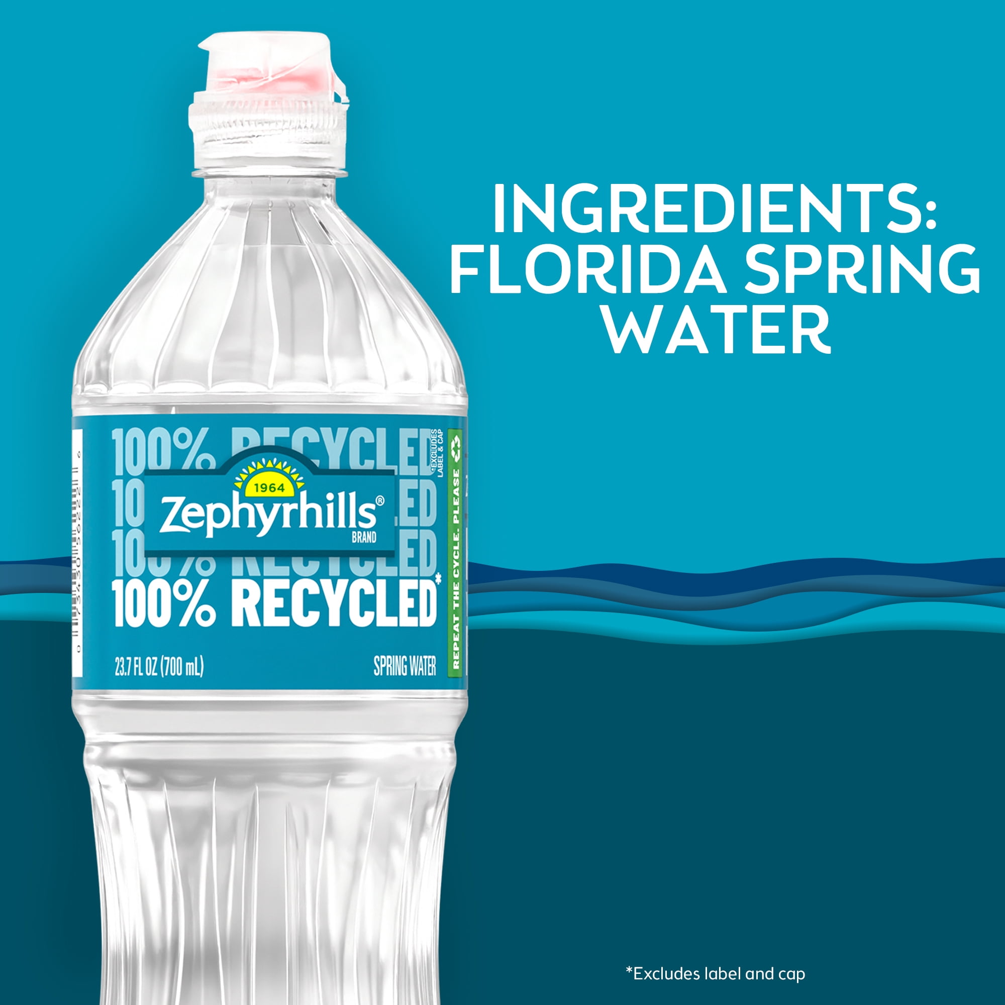 Zephyrhills Florida Spring Water, Sport Cap, 23.7 fl oz, 6-Pack Plastic Bottles