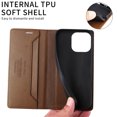 thumbnail image 5 of For iPhone 15 Pro Max Flip Wallet Phone Case,[RFID Blocking]PU Leather Magnetic Folio Cover,With Card Slots,Flip Folding Kickstand,Shockproof TPU Anti-fall Rugged Phone Case Cover,Brown, 5 of 9