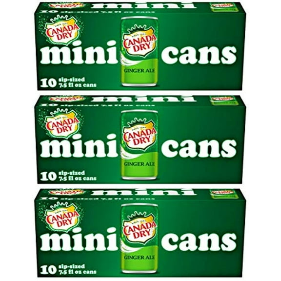 Canada Dry Ginger Ale - 10pk/7.5 fl oz Mini Cans, total 30 cans