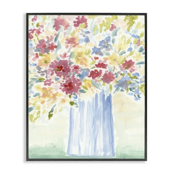 Stupell Industries Soft Blossoms Bouquet Plants & Flowers Painting Black Framed Art Print Wall Art, 11 x 14