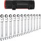 thumbnail image 1 of 12 - piece ratcheting wrench set in metric (6 - 19mm), fixed head, chrome vanadium steel, comes con almacenamiento bag, 72 - tooth reversible ratchet combination wrenches, 1 of 9