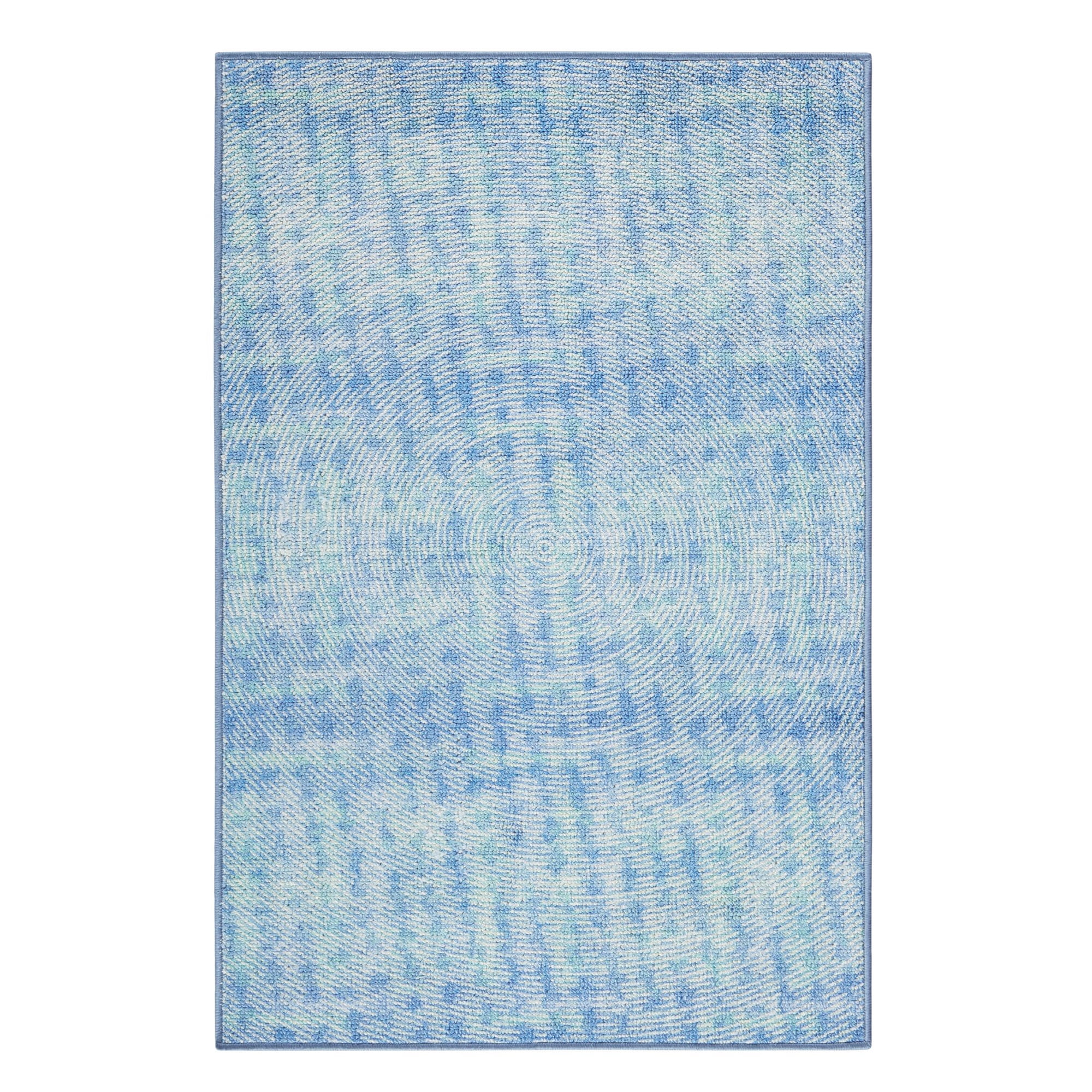 Mainstays Washable Indoor Area Rug, Abstract Blue, 35.43 in x 55.12 in