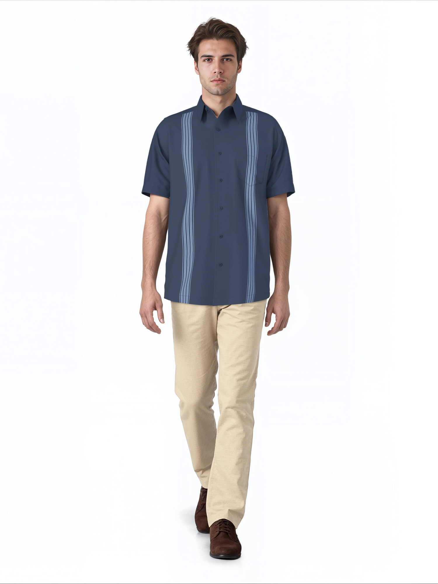 Cafe Luna Men's and Big Men's One Pocket Panel Print Short Sleeve Woven Shirt, Size S-4XL