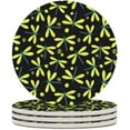 thumbnail image 2 of SKYSONIC Round Drink Coasters 6 Pcs Watercolor Yellow and Green Dragonfly Absorbent Ceramic Coaster with Cork Base for Coffee Cups for Home Decor, 2 of 6