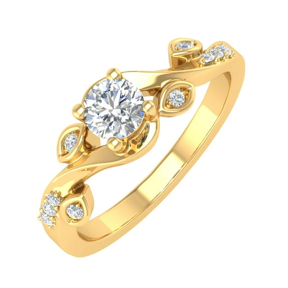 1/5 Carat Diamond Engagement Rings in 10K Yellow Gold (Ring Size 5)