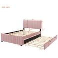 thumbnail image 2 of Harper & Bright Designs Full Size Velvet Platform Bed with Trundle and 3 Storage Drawers, Upholstered Full Bed Frame with Headboard for Boys Girls Adults, Pink, 2 of 8