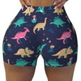 thumbnail image 2 of Lsque Cartoon Dinosaur Pattern High Waisted Biker Shorts for Women-Tummy Control Fitness Athletic Workout Running Yoga Gym Shorts,Moisture-Wicking-Medium, 2 of 9