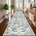 thumbnail image 4 of MeyJey Boho Indoor Hallway Runner Rug 3'x14', Oriental Non Slip Machine Washable Area Rug Distressed Vintage Floor Carpet for Bedroom Kitchen Dinning/Living/Laundry Room, Blue/Beige, 4 of 12