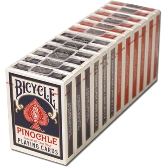 12 Decks Bicycle Pinochle Cards (6 Red / 6 Blue)