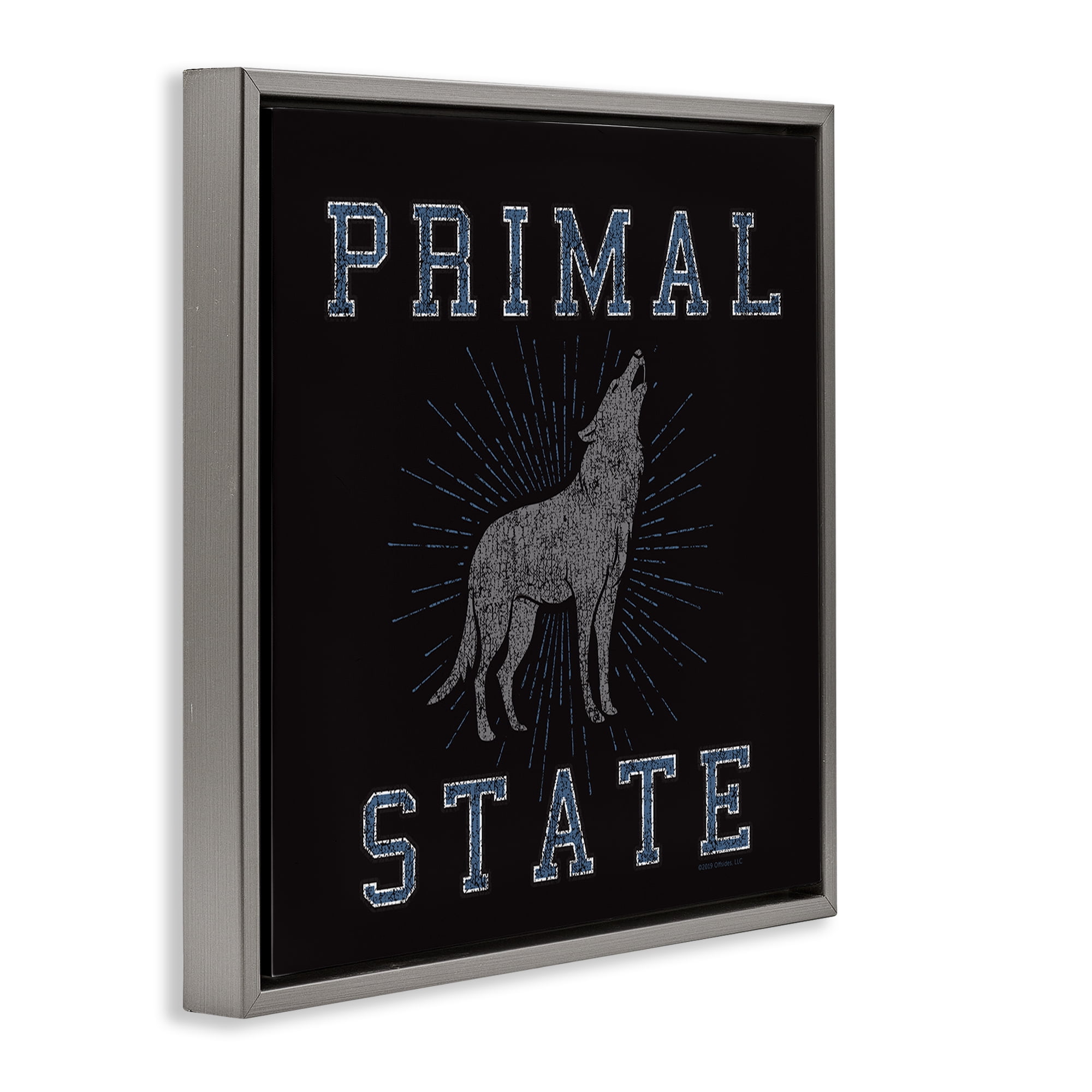 Stupell Industries Primal Wolf State Animals Painting Gray Floater Framed Canvas Art Print Wall Art, 25 x 25