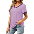thumbnail image 5 of MOSHU V-Neck Women T Shirts Short Sleeve Loose Summer Tops for Women with Pocket, 5 of 10