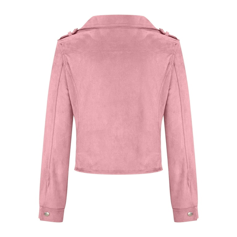 Pink suede top moto jacket