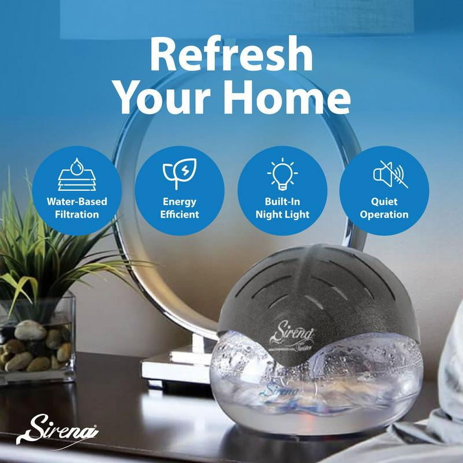 Black The Original Air Purifier Water Filter Air Cleaner For Home Essential Oil Aroma Diffuser With LED Night Light